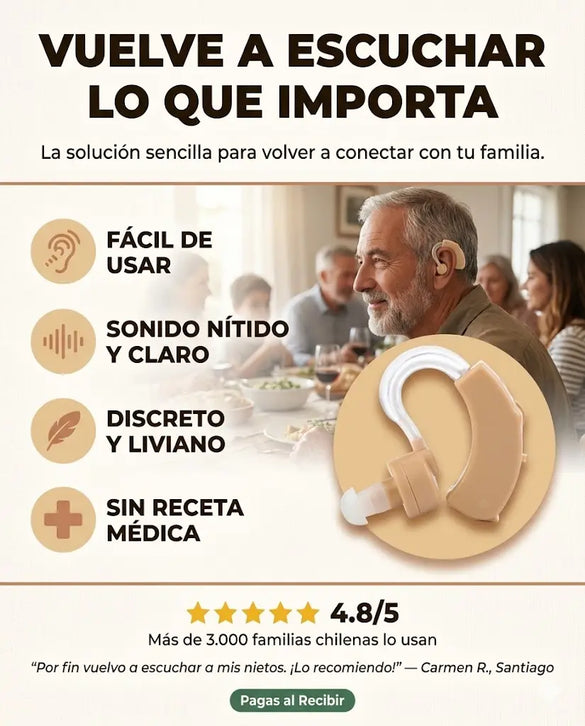 HearMax™ Audifono invisible, escucha claro sin que nadie lo note