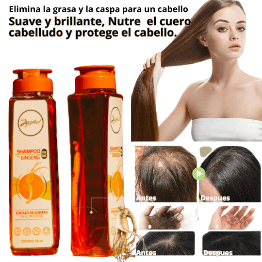 Shampoo con Ginseng – Detén la caída, fortalece tu cabello y dile adiós a la caspa💫