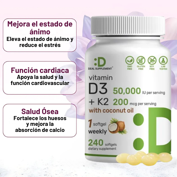 Vitamina D3 + K2 | Refuerza tu ánimo, tus huesos y tu corazón en un solo paso