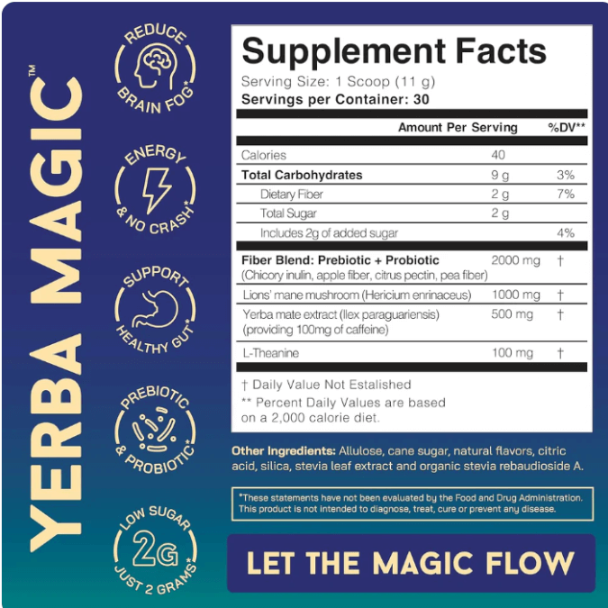 Yerba Magic | Té Instantáneo De Yerba Mate En Polvo Bajo en azúcar, repleto de prebióticos y probióticos