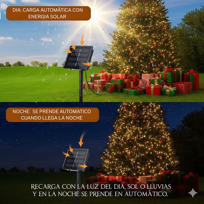 Luces Navideñas Con Panel Solar 10 Metros